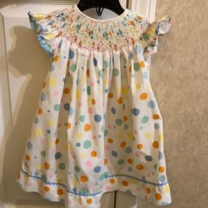 Good used condition smocked polka dot dress